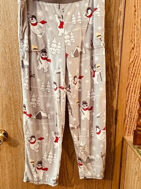 Gray Snowman Print Men's Pajama Pants - Cozy Winter Lounge Pants